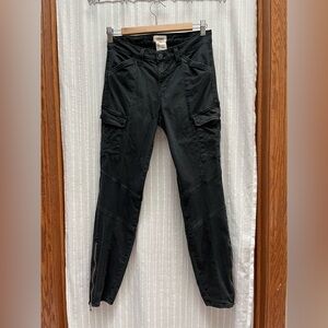 L'agence Montgomery Skinny Cargo Pants Ankle Zip Mid-Rise Stretch Black size 26